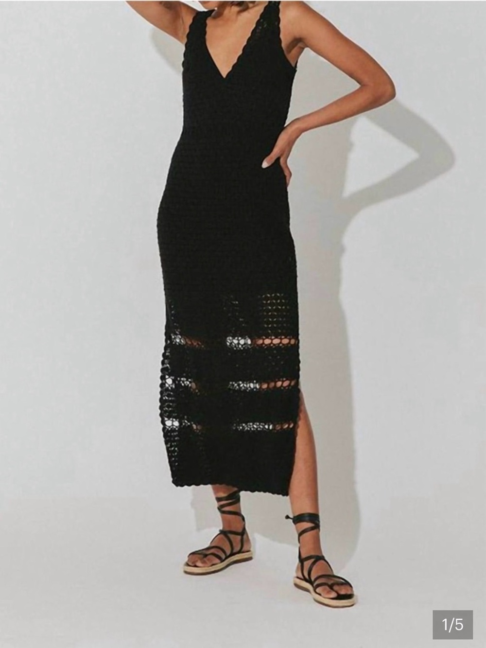 Cleobella Black Crochet Maxi Dress